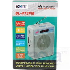 OkaeYa SL-413 Rechargeable FM Radio With USB/SD Player (White)